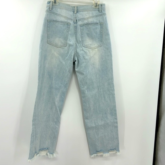 𝅺Wishlist  Bernice High Rise Distressed Hem Straight Leg Jeans-Size Large - Picture 3 of 7